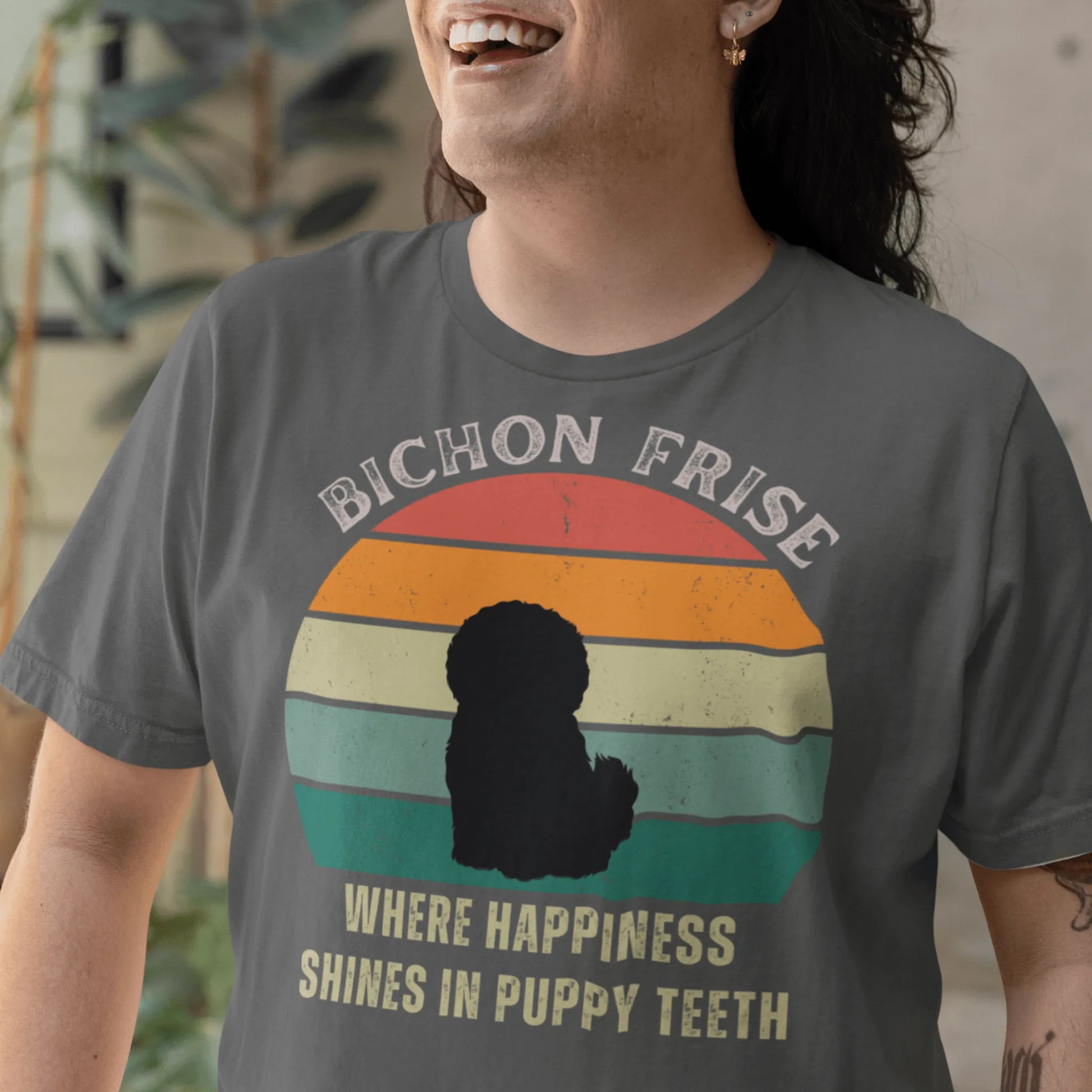 Unisex Bichon Frise T-Shirt for Dog Owners:"Where Happines Shines In Puppy Teetn"